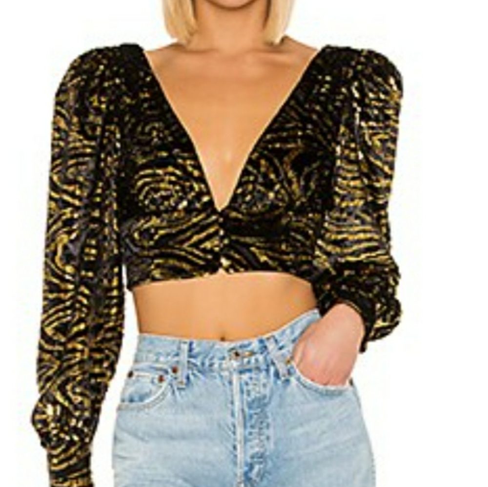 GRLFRND black and gold blouse Size S